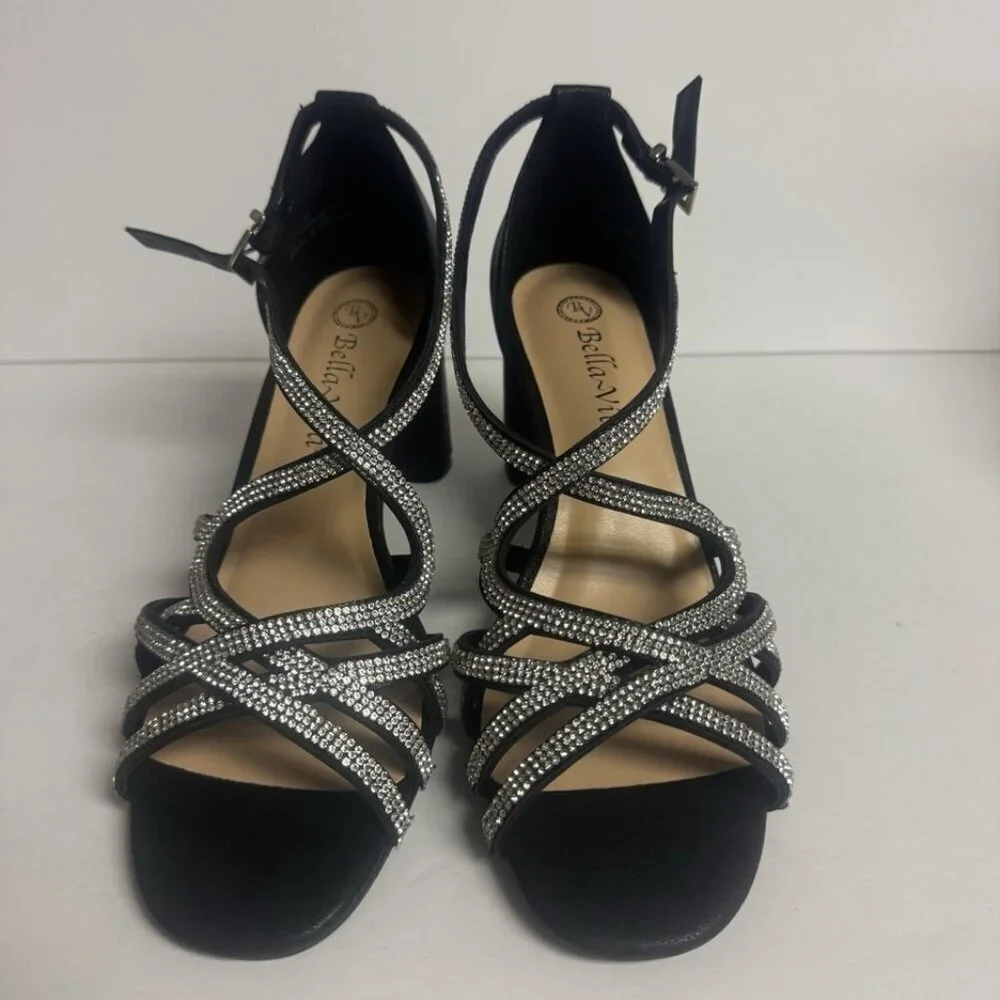 Bella Vita Women’s Aliette Sandal Black Metallic Size 8 M